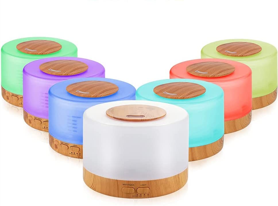 SKY-TOUCH Essential Oil Aroma Diffuser 700ml, Upgraded Aromatherapy Diffuser 7 Color Lights, Cool Mist Humidifier with Auto Shut-off Function, Diffuser for Home Bedroom Office موزع زيوت عطرية علاجية مطور سعة 700 مل، مرطب رذاذ بارد سكاي-تاتش، اصفر SKY-TOUCH Essential Oil Aroma Diffuser 700ml, Upgraded Aromatherapy Diffuser 7 Color Lights, Cool Mist Humidifier with Auto Shut-off Function, Diffuser for Home Bedroom Office موزع زيوت عطرية علاجية مطور سعة 700 مل، مرطب رذاذ بارد سكاي-تاتش، اصفر